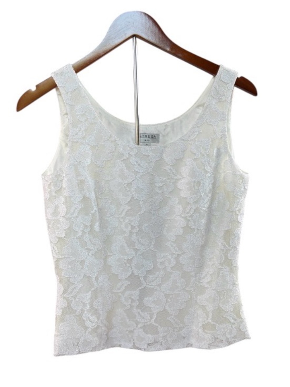 Stresa ASL Off White/Ivory Shell Tank Lace Overlay Size 4